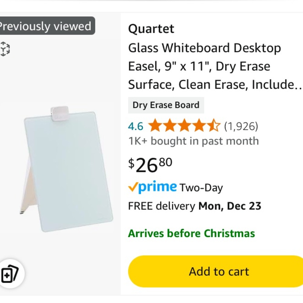 Glass Whiteboard Easel